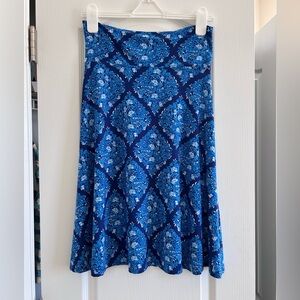 LuLaRoe Blue Patterned A-Line Skirt